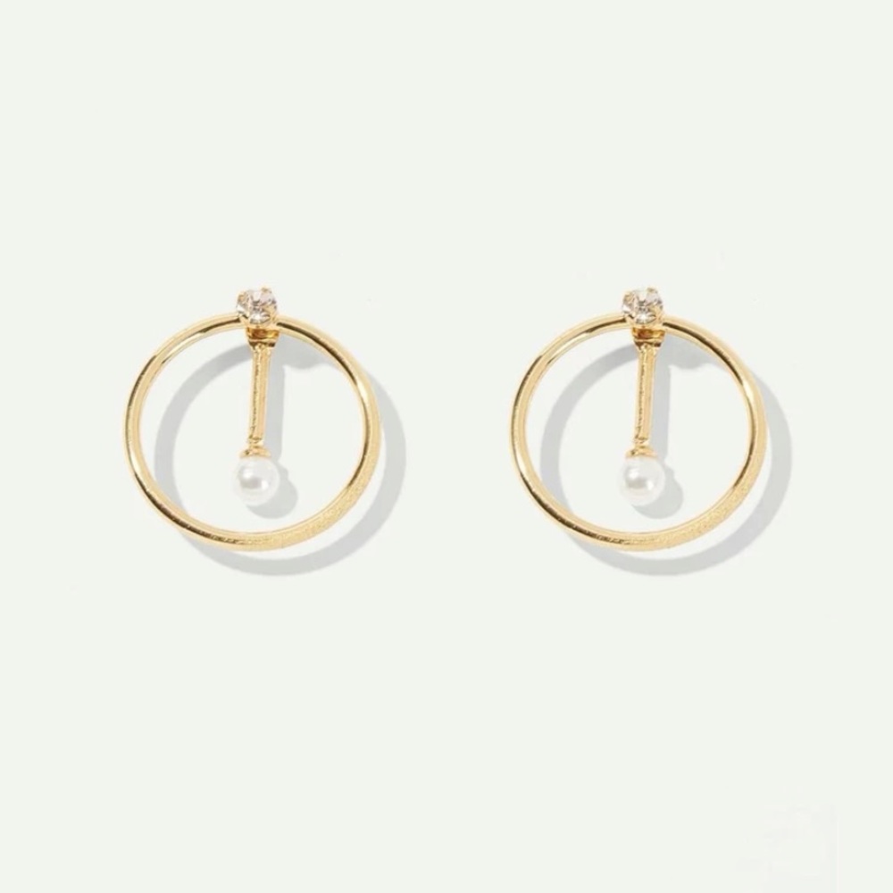 Gold abstract minimalist hoop earrings - Picture 3 of 5